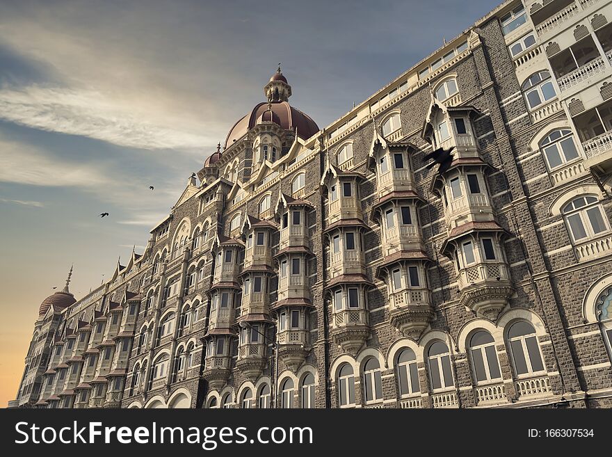 hotel Taj waved at sunset. Mumbai India