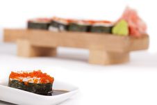 Sushi Topped With Red Caviar Stock Image