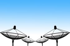 Satellite Dish Silhouettes And Blue Sky Background Stock Photo Satellite Dish Silhouettes And Blue Sky Background Stock Photo