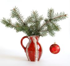 Christmas Decoration In Colored Glass Vase Royalty Free Stock Photography Christmas Decoration In Colored Glass Vase Royalty Free Stock Photography