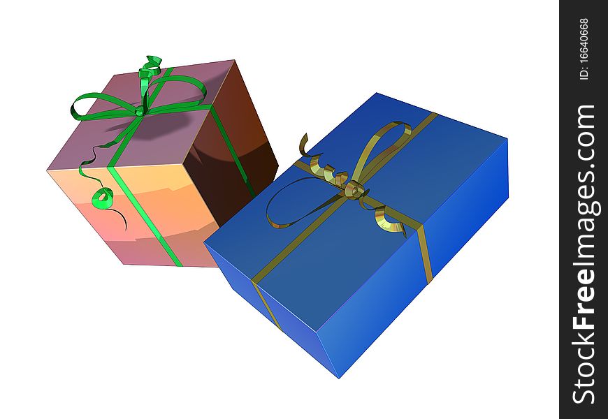 3D-modelled gifts representing notions such as christmas, birthday, festive season, consumerism and celebration of an event