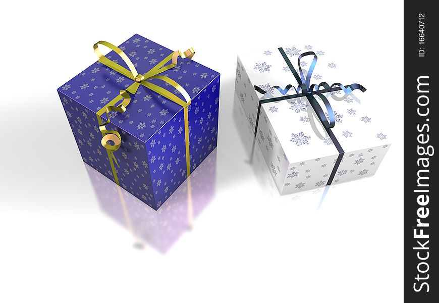 3D representation of several wrapped gifts. 3D representation of several wrapped gifts