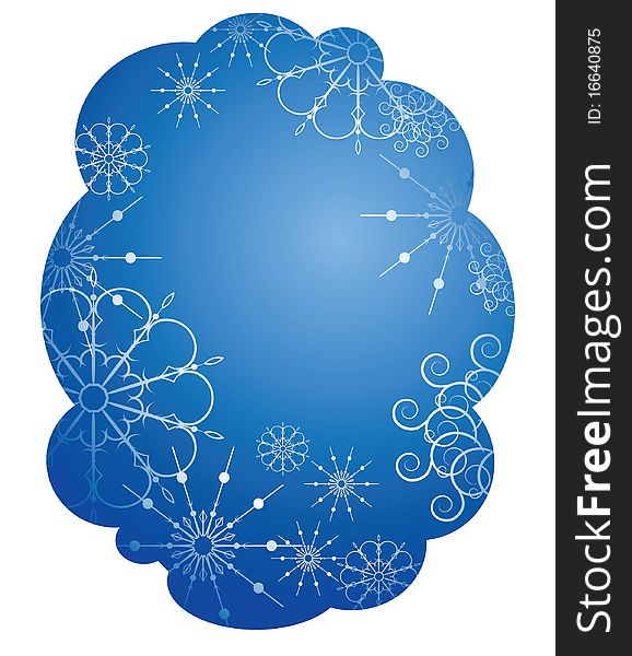 The blue background with snowflakes