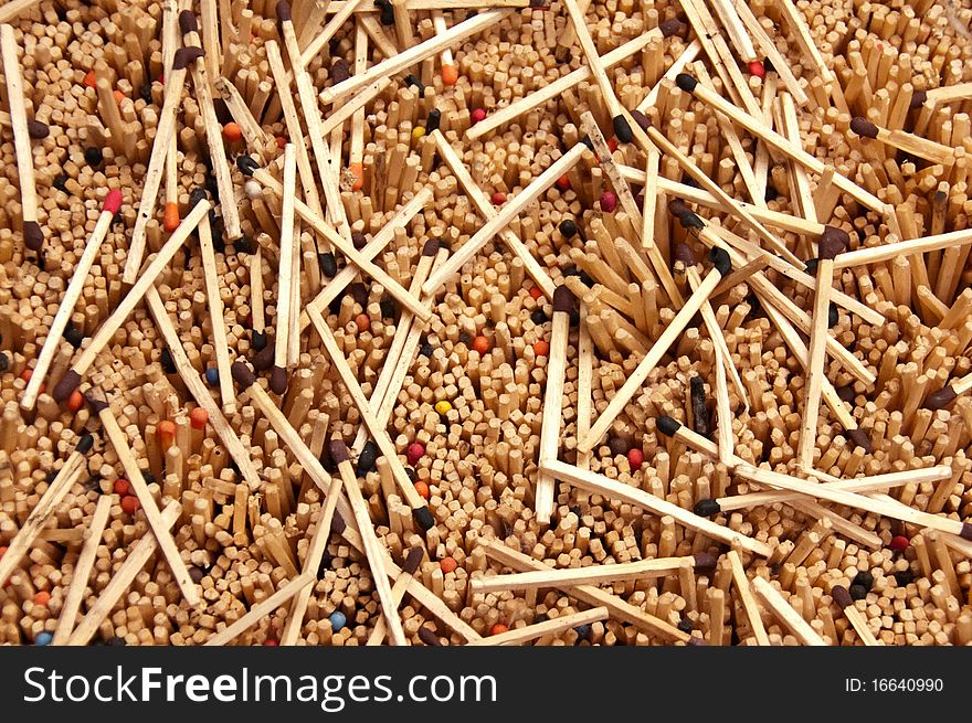 Many Disorganized Matchsticks With Colorful Heads