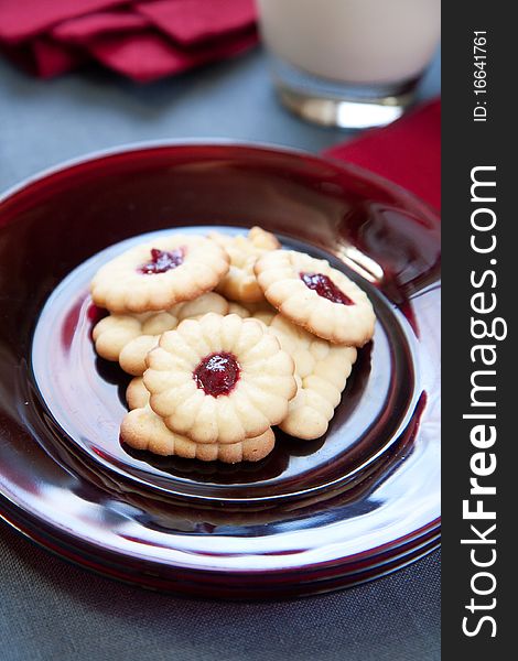 Cranberry jelly filled christmas cookies. Prehaps a snack for Santa