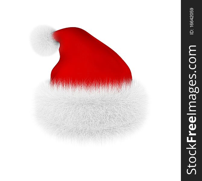 Red santa claus hats over white background