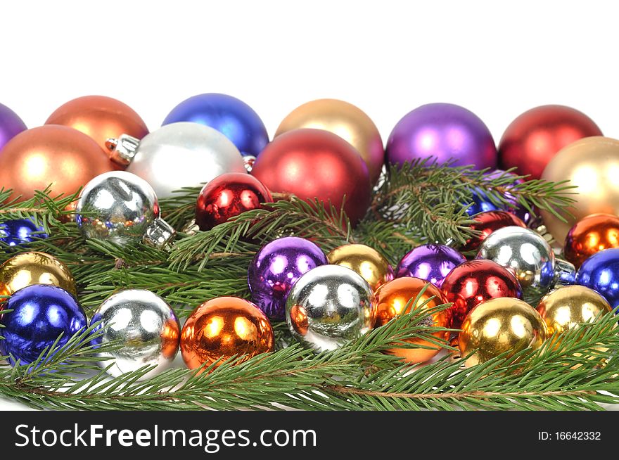 Christmas framework from colorful balls, isolated on white. Christmas framework from colorful balls, isolated on white