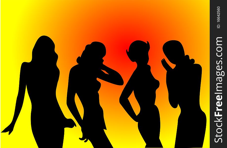 Illustration vector of thin girls silhouettes having fun. Illustration vector of thin girls silhouettes having fun