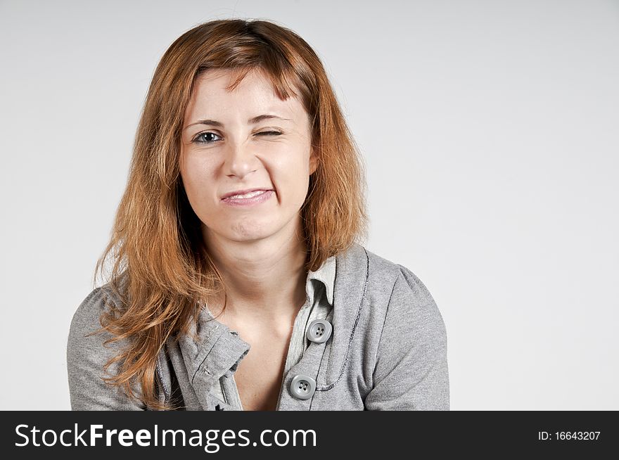 Portrait of blonde girl with different expressions