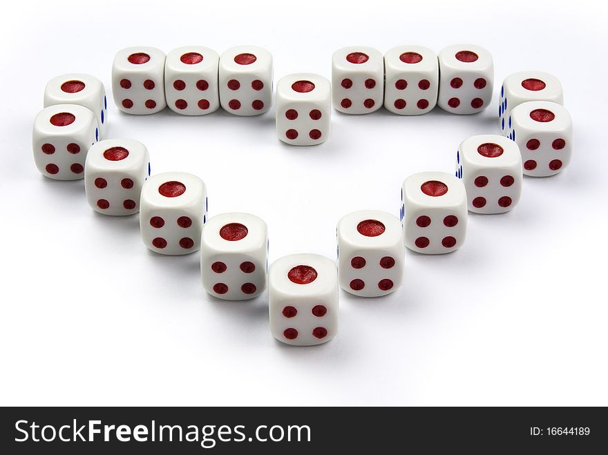 Arrangement of Dice in Love Shape