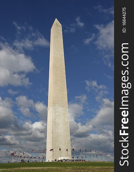 The Washington Monument is an obelisk near the west end of the National Mall in Washington, D.C., built to commemorate the first U.S. president, General George Washington.