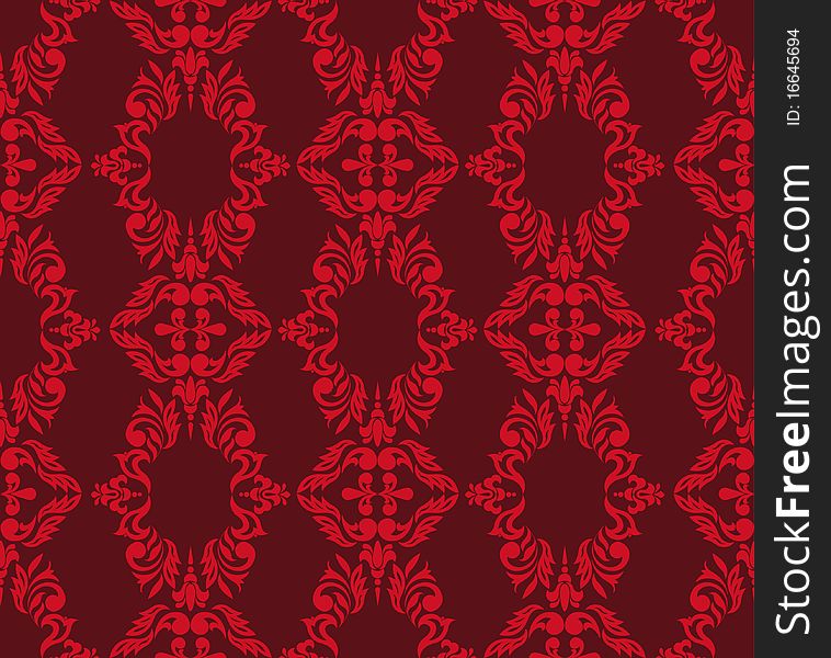 Seamless floral pattern of red on  vinous background. Seamless floral pattern of red on  vinous background