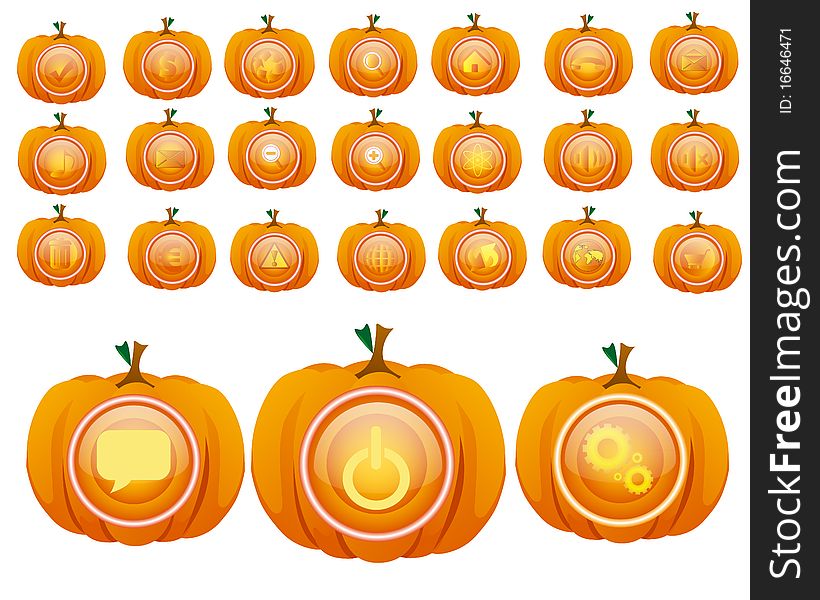 Set of icons in the form of pumpkins