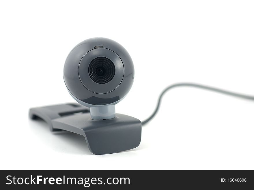 Studio shot of digital webcam on white background