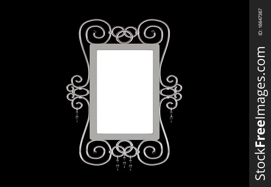 A decorative silver picture frame isolated