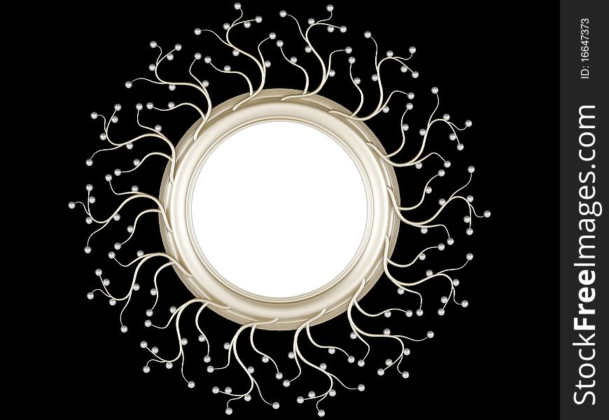 A decorative round picture frame isolated on black for putting your pictures in, render/illustration