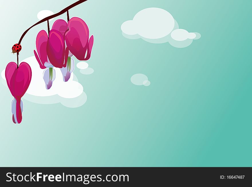 Illustration of Pouch peony background