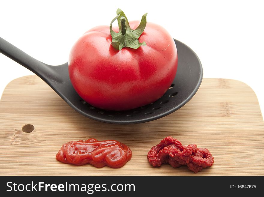 Tomato with ketchup and tomato marks