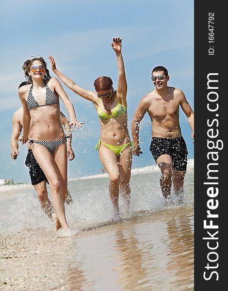 Friends having fun at the beach