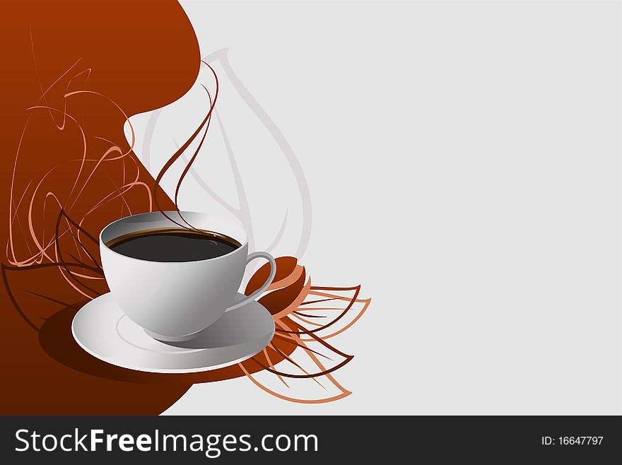 Vector coffee cup on abstract background. Vector coffee cup on abstract background