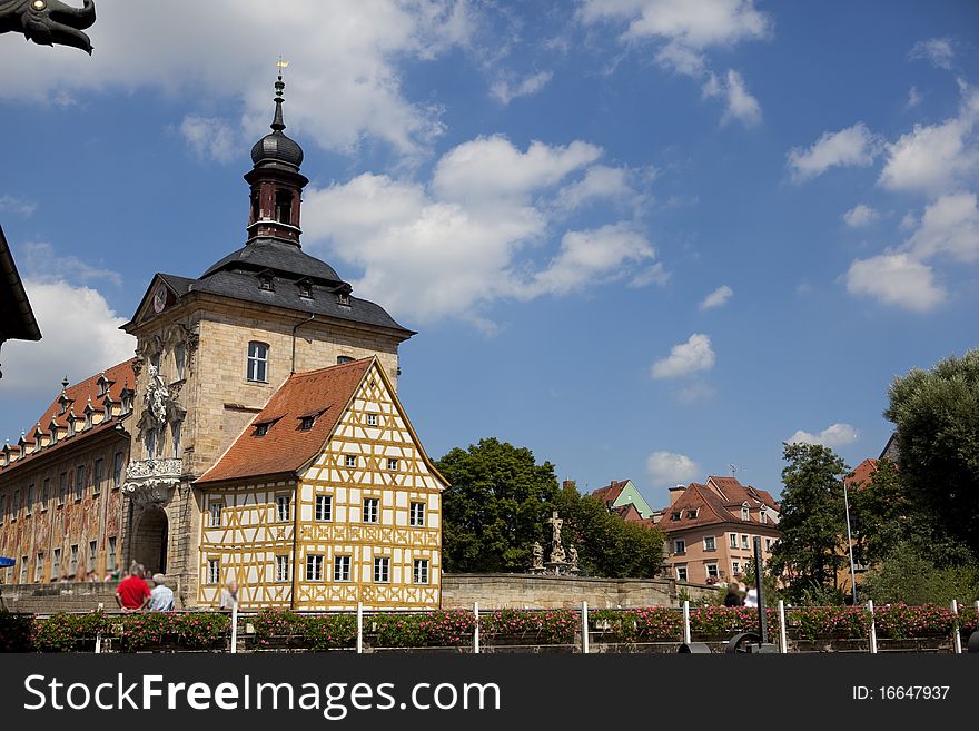 House on the bridge in Bamberg in Germany