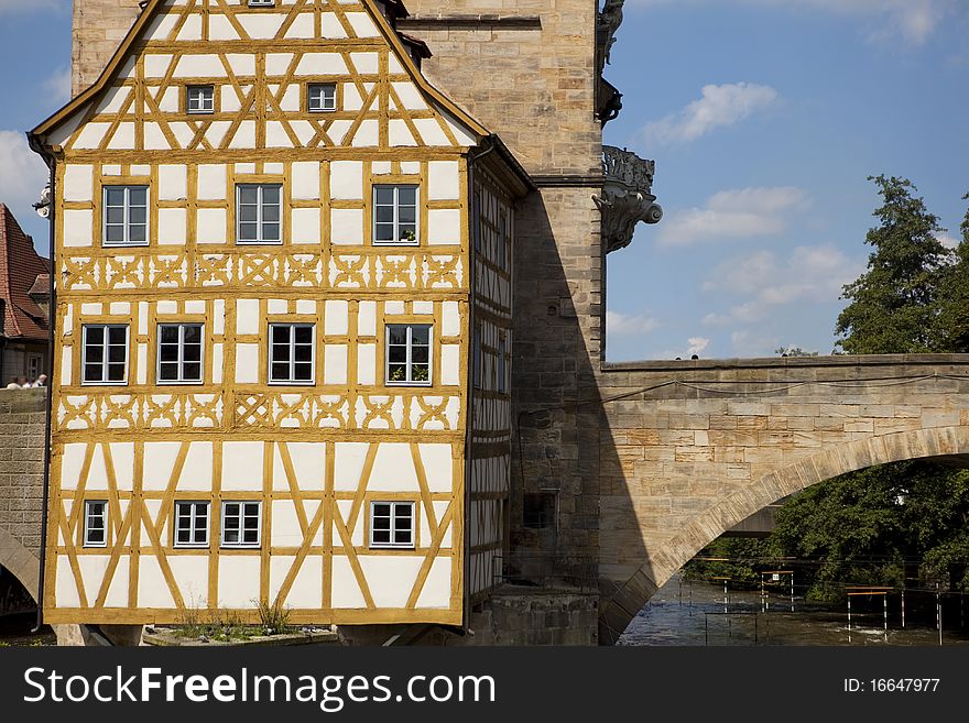 House on the bridge in Bamberg in Germany