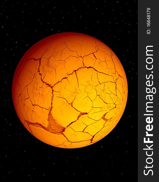 3-d globe with cracked dried ground surface. 3-d globe with cracked dried ground surface