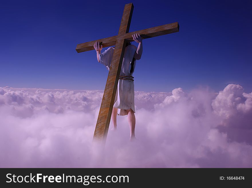 Jesus carries the cross in the sky. Jesus carries the cross in the sky.