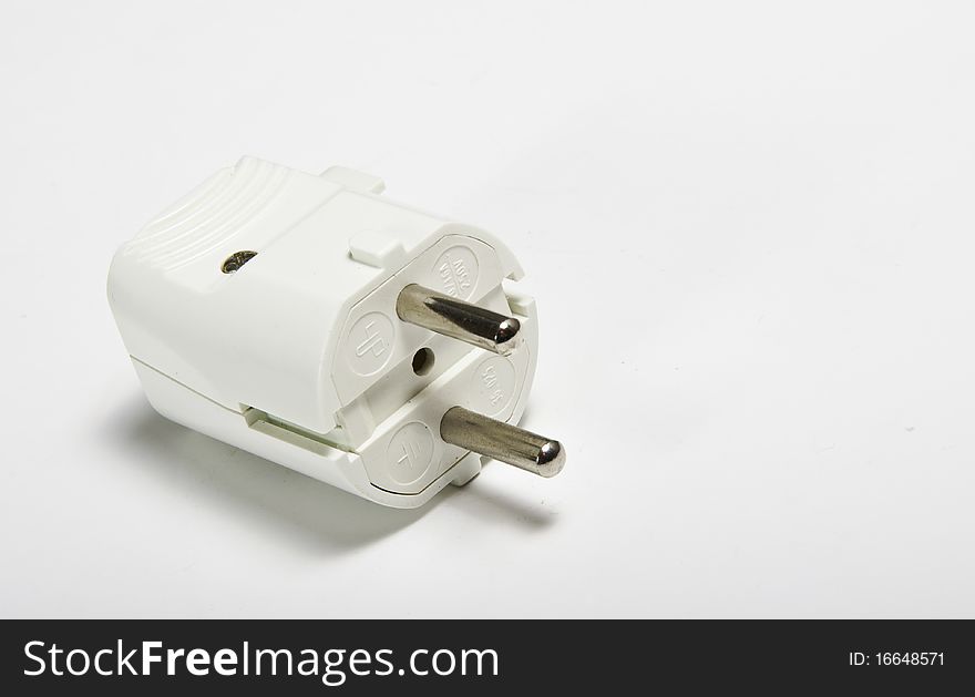 This image shows a power plug on a white background