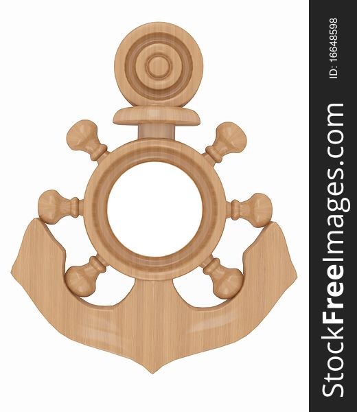 Empty wooden frame in the shape of wheel, isolated