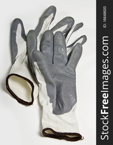 This picture shows work gloves on a white background