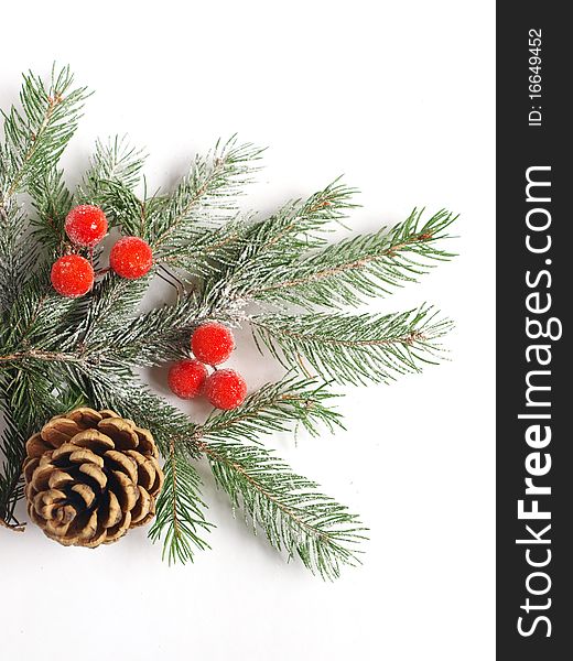 Christmas decoration with twig and cone. Christmas decoration with twig and cone