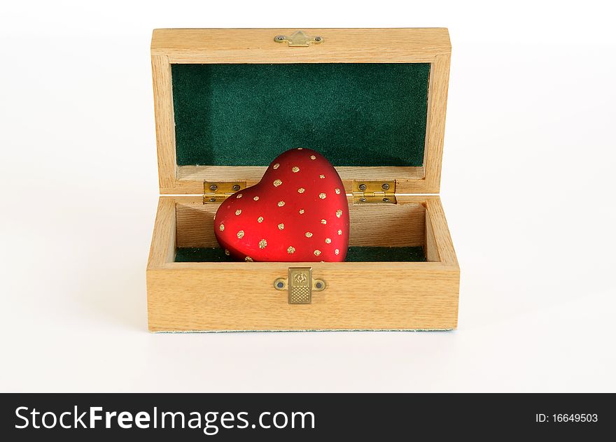 Christmas decoration in a wooden box on a white background