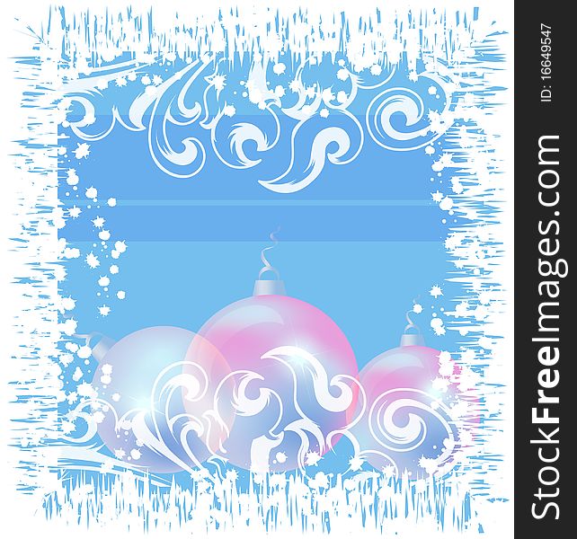 Blue Christmas poster with transparent balls. Blue Christmas poster with transparent balls