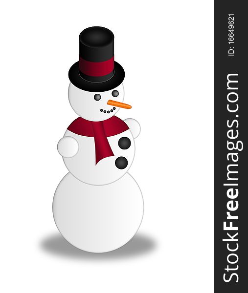 Simple snowman with an elegant stovepipe hat