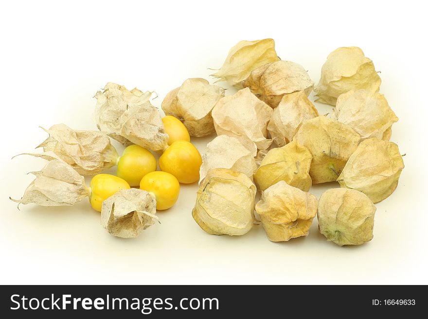 Physalis fruits on a white background