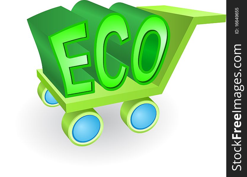 Iicon of environmental shopping with eco text. Iicon of environmental shopping with eco text