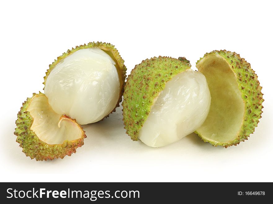 Lychee fruit from China on white background