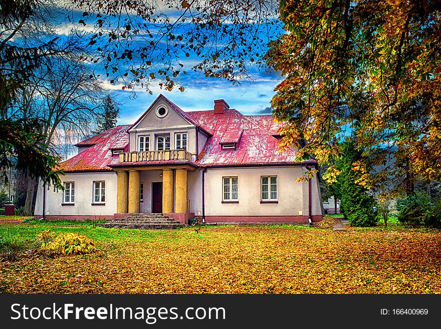 Historic manor house in City Sedziejowice, Poland.