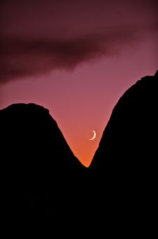 Rising Moon At Sunset Stock Photos
