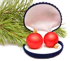 Christmas Balls In Small Box For A Gift Royalty Free Stock Photography