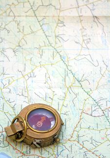 Compass And Map Royalty Free Stock Photo Compass And Map Royalty Free Stock Photo