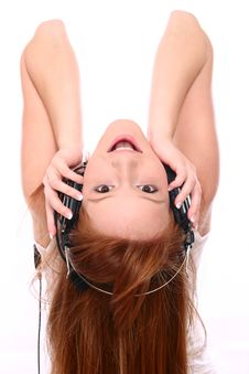 Redhead With Headphones Royalty Free Stock Photos Redhead With Headphones Royalty Free Stock Photos