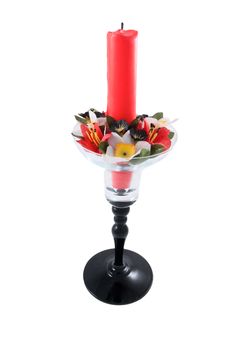 The Glass Candlestick With A Red Candle Royalty Free Stock Images The Glass Candlestick With A Red Candle Royalty Free Stock Images