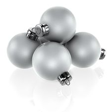Silver Christmas Baubles With Silver Caps Royalty Free Stock Photography Silver Christmas Baubles With Silver Caps Royalty Free Stock Photography