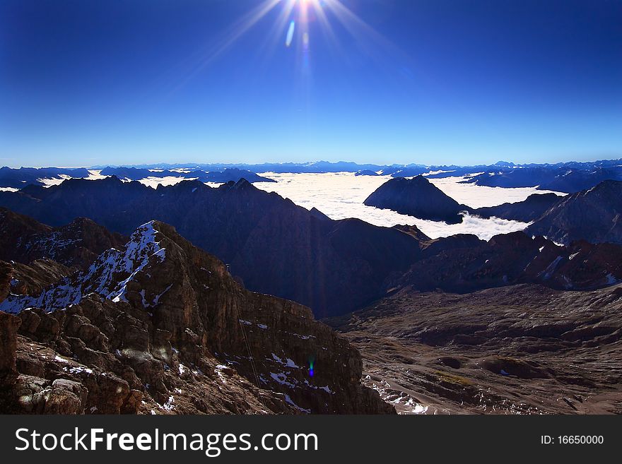 Peak Of Mountain In Sunshine