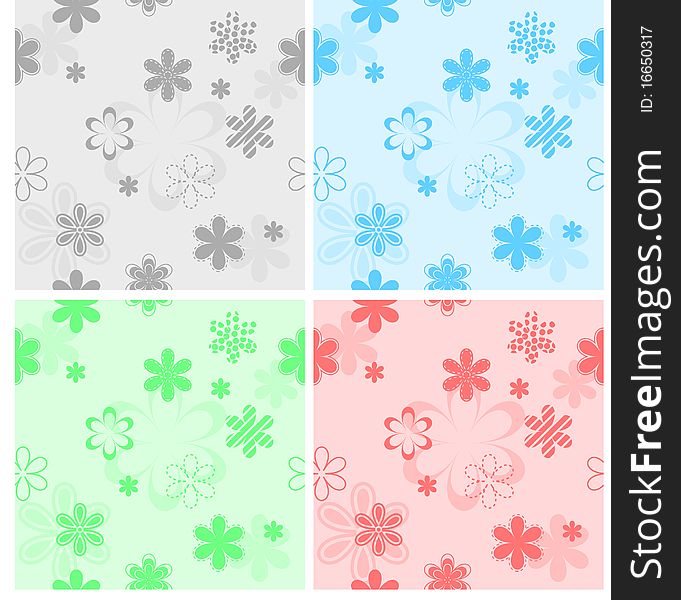 Four color backgrounds with flowers. Four color backgrounds with flowers