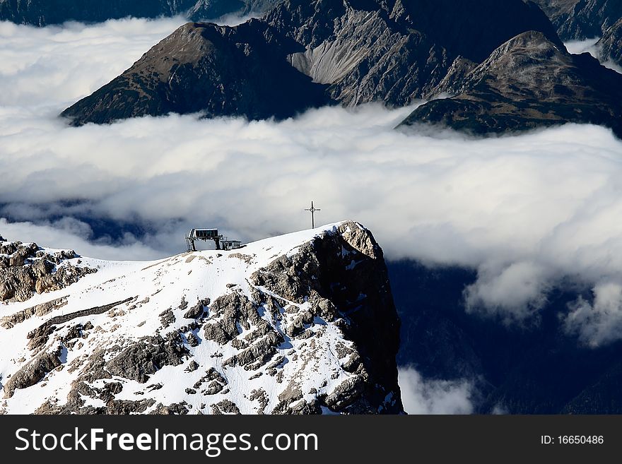 Sacred cross on the top of Zugspitze, Germany. Sacred cross on the top of Zugspitze, Germany