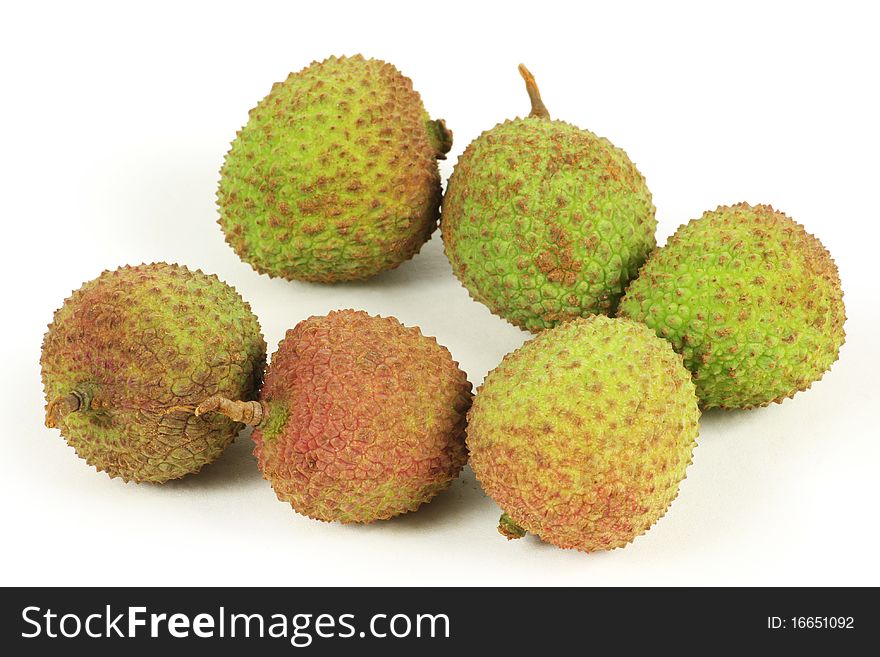 Group of lychee isolated on white