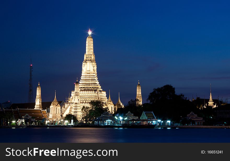 A beautiful pagoda beside the chaophraya river, bangkok thailand